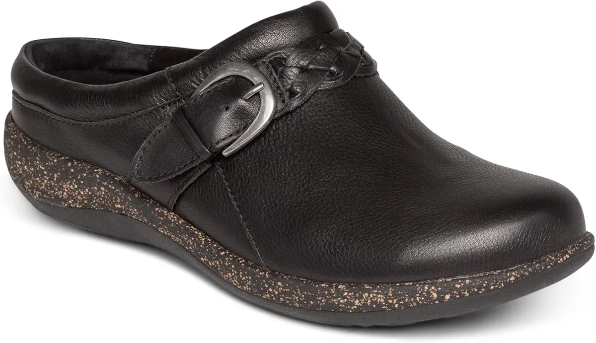 Aetrex Libby Orthopedic Arch Support Comfort Leather Clogs for Women — Suede clog