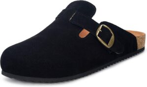 Womens Suede Clogs Mens Genuine Lea...