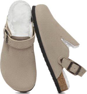 Suede Clogs for Women Leather Mules...
