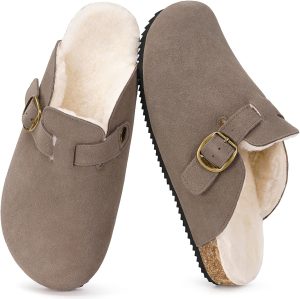 Womens Fur Lined Suede Clogs Mens F...