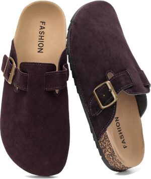 Womens Mens Suede Clogs Leather Mul...