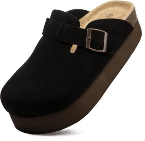Women’s Suede Clogs Cork Foot...