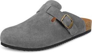 Womens Suede Clogs Mens Genuine Lea...