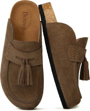 Suede Clogs for Women Genuine Leath...