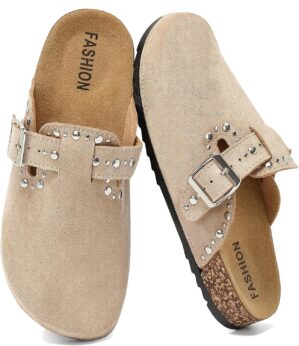 YorFotMae Womens Suede Clogs Mens L...