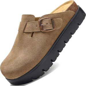 Genuine Suede Clogs for Women Platf...