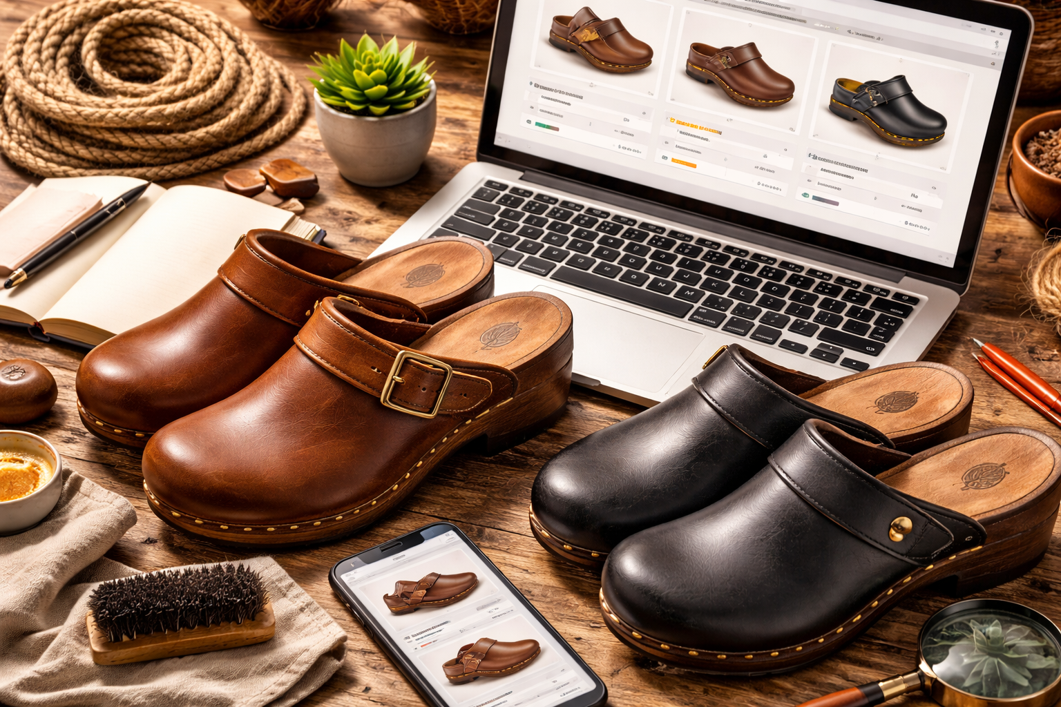 Leather clogs lifestyle hero image