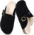 Womens Fur Lined Suede Clogs Mens Fuzzy Leather Mules Cork Footbed Slip On Winter Potato Shoes with Arch Support