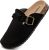 Women’s Suede Clogs Mens Leather Mules Comfort Cork Footbed Sandals with Arch Support and Adjustable Buckle