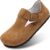 Womens Mens Fur Lined Suede Clogs Fuzzy Leather Mules Cork Potato Shoes with Arch Support
