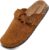 Women’s Suede Clogs Mens Leather Mules Comfort Cork Footbed Sandals with Arch Support and Adjustable Buckle