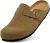 Men’s Genuine Suede Clogs Women’s Cork Footbed Leather Mules Potato Shoes Arch Support with Adjustable Buckle
