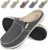 Mens Slippers with Arch Support, Canvas House Slipper for Men with Velvet Lining, Slip On Clog, Indoor Outdoor House Shoes with Anti-Skid Rubber Sole