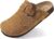 KIDMI Genuine Suede Clogs for Women Cork Footbed Sandals Leather Mules Potato Shoes with Arch Support